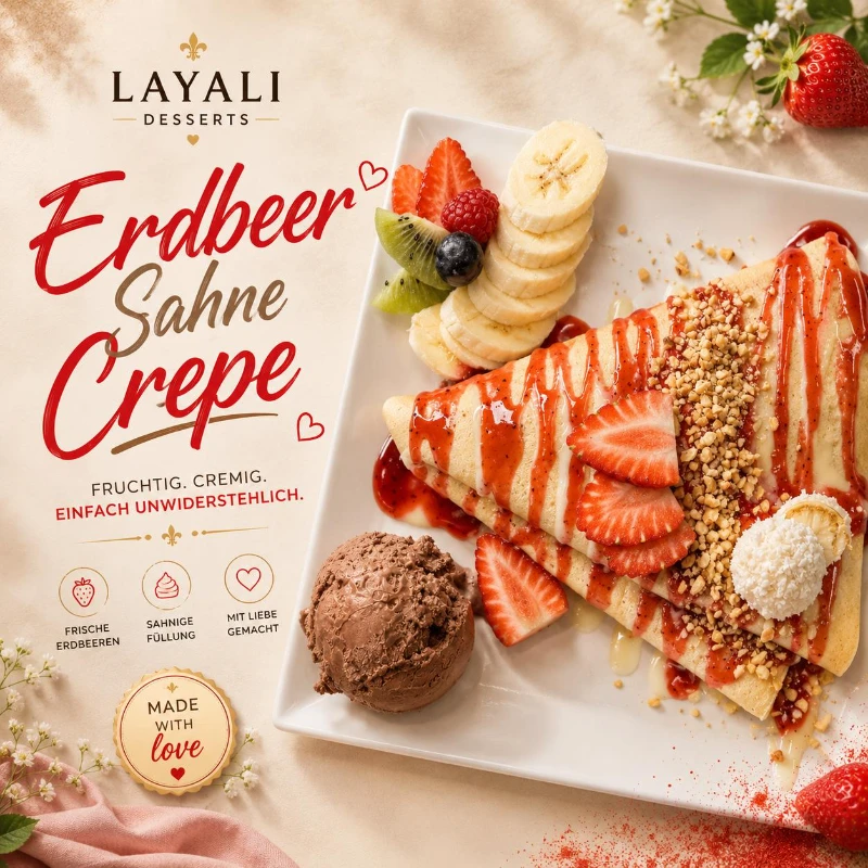 Erdbeer Sahne Crêpe